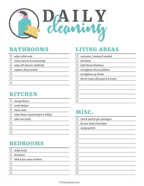 Free Printable Daily Cleaning Checklist - Free Templates Printable