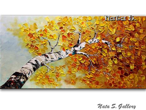 Birch Tree Painting Large Original Art Autumn Birch Aspen - Etsy Canada