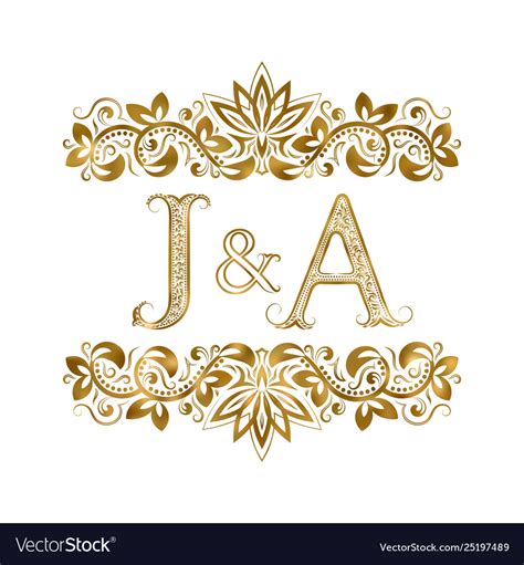 J and a vintage initials logo symbol letters Vector Image