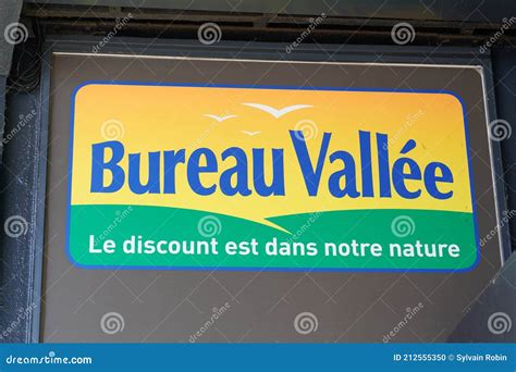 Bureau Vallee Sign Text and Brand Logo Front of Store Retail Office ...