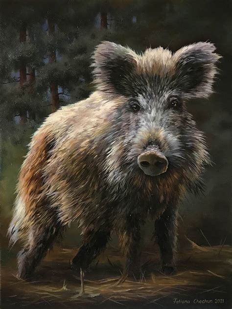 Young Boar Painting by Tatjana Cechun | Saatchi Art