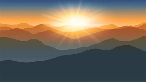 Mountain range sunset or sunrise sky landscape 4597160 Vector Art at ...