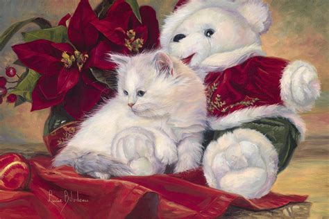 Christmas Kitten Painting by Lucie Bilodeau - Fine Art America