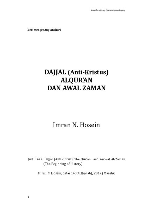 (PDF) Dajjal, Al Quran dan Akhir Zaman | Aji Kusuma - Academia.edu