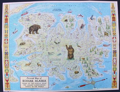 Pictorial map of Kodiak Island, Alaska | Pictorial maps, Kodiak island ...