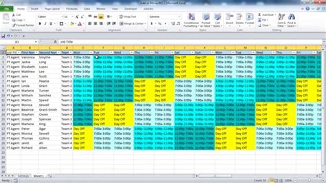 Employee Shift Schedule Template Excel ~ Excel Templates