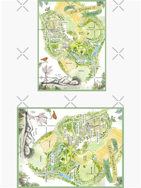 "The Lost Gardens Of Heligan Map" Sticker for Sale by stacyfashion ...