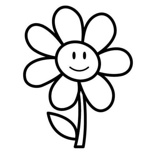 Smile Flower Clipart Black And White