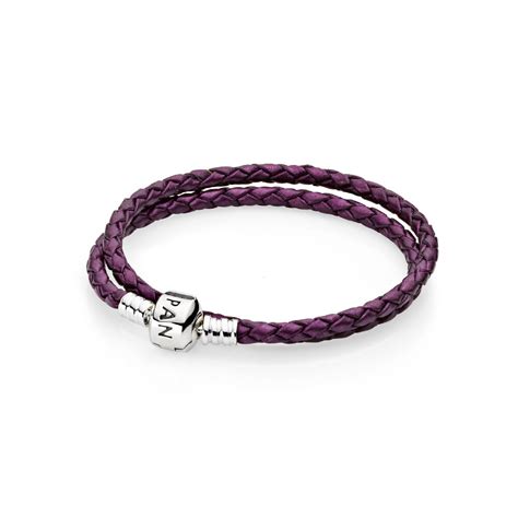 Purple Braided Double-Leather Charm Bracelet | PANDORA Jewel