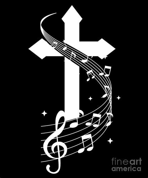 Cross Music Notes Musician Singer Singing Gift Digital Art by Thomas Larch