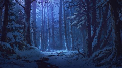 Winter Forest Anime HD Wallpaper