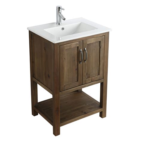 Austin 24" Single Sink Vanity in Walnut with Porcelain Top – Design ...