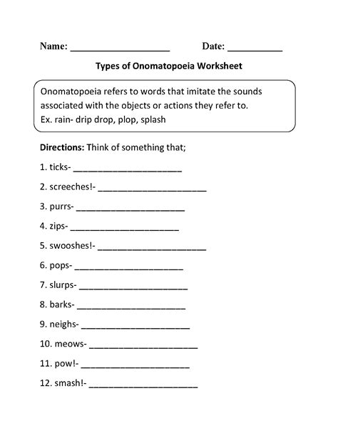 Englishlinx.com | Onomatopoeia Worksheets Onomatopoeia Activities, Fun ...