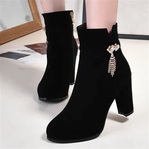 Womens Leather Comfortable Ankle Boots Platform High Heel Booties for ...