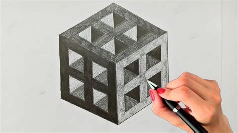 3D Trick Art on Paper Realistic Cube ! 3D Drawing Cube with Pencil, How ...