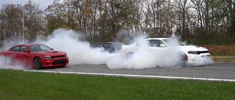 Dodge Charger Hellcats Triple Burnout! - My Life at Speed