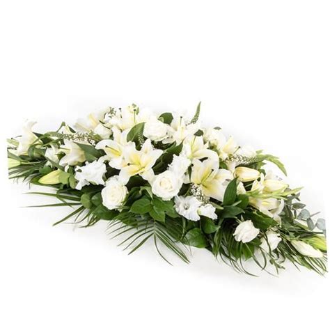 White Lily & Rose Casket Spray - Funeral Flowers Dudley | White lily ...