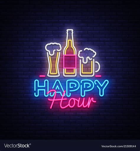 Neon Design, Logo Design, Graphic Design, Happy Hour, Neon Aesthetic ...