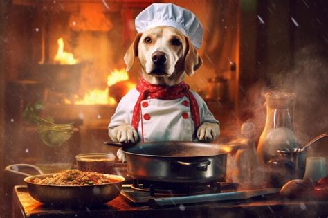 Premium AI Image | Chef dog cooking