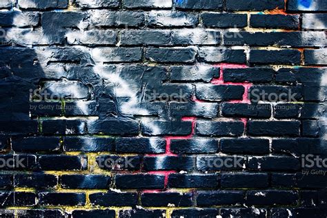 Black Brick Graffiti Wall Background Stock Photo - Download Image Now ...