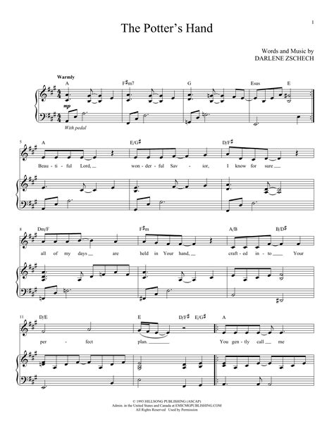 The Potter's Hand by Darlene Zschech Sheet Music for Piano & Vocal at ...