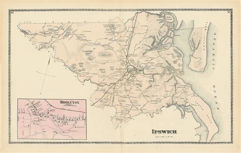 IPSWICH, Massachusetts 1872 Map - Replica or Genuine Original