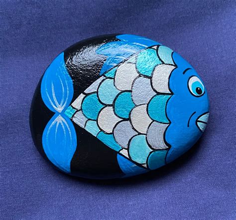 Fish Painted Rock, Fishing Painted Stone, Animals, Garden, Porch, Patio ...