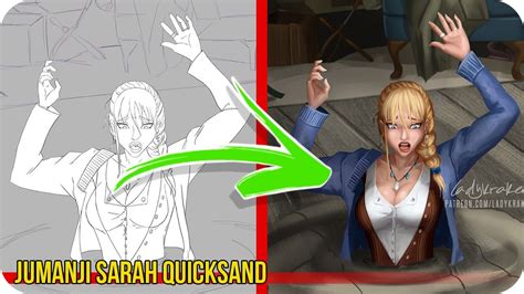 Jumanji Sarah Quicksand - Steps Digital Painting Tutorial - YouTube