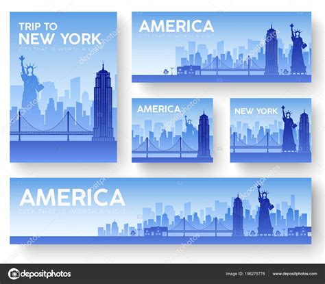 USA landscape vector banners set. Vector design illustration concept ...