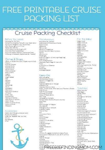 Free Printable Caribbean Cruise Packing List