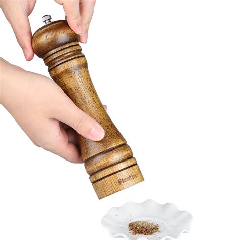 Finether Wooden Pepper Mill 8.7 inch Salt Mill Grinder Seasoning ...