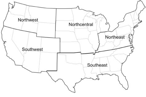 5 Regions Map Printable