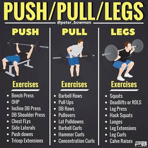 Push/Pull/Legs Split: 3-6 Day Weight Training Workout Schedule and Plan ...