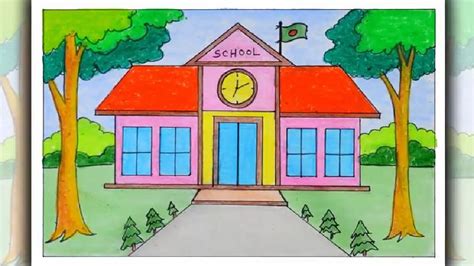 25 Easy School Drawing Ideas - How to Draw a School