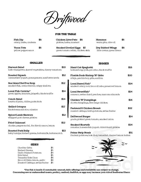 Driftwood menus in Boynton Beach, Florida, United States