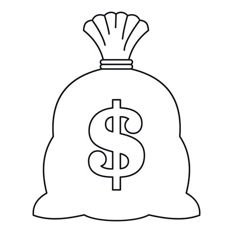 Money bag icon, outline style 14673302 Vector Art at Vecteezy