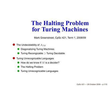 The Halting Problem for Turing Machines - Ugrad.cs.ubc.ca