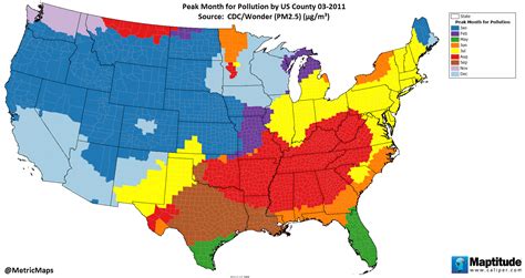 Peak month for pollution by U.S. county - Vivid Maps