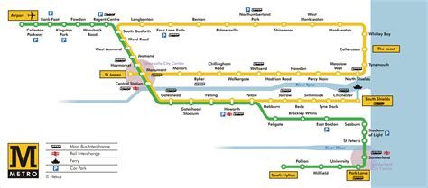 Tyne and Wear Metro Route Map - Tyne and Wear England • mappery