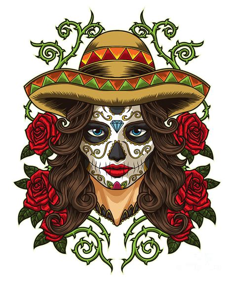 La Calavera Catrina Lady of the Dead Digital Art by Mister Tee - Pixels