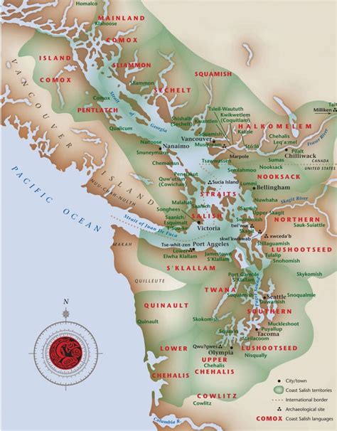 Salish Map by Deborah Reade | Map, Squamish, Coast