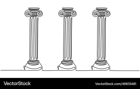 Greek columns one continuous line drawing ancient Vector Image