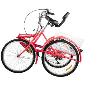 Folding Adult Three Wheel Tricycle Bike With Basket 26"– Zincera