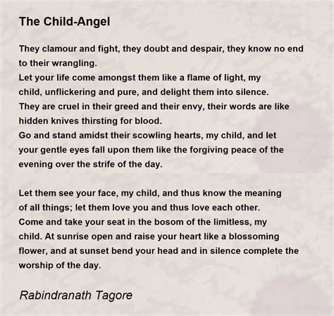 The Child-Angel Poem by Rabindranath Tagore - Poem Hunter