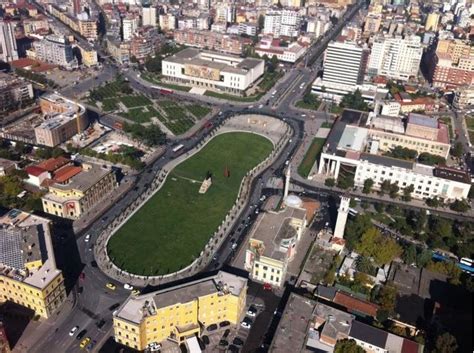 Left: Tirana's main square as it appeared between 2011 and 2016. The ...