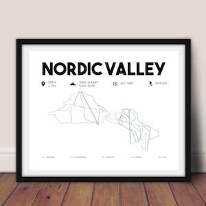 Nordic Valley Printable Ski Map, Nordic Valley Trail Map 16x20 ...