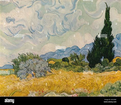 Wheat Field with Cypresses 1889 - painting by Vincent van Gogh - Very ...