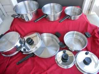 ROYAL PRESTIGE WATERLESS STAINLESS COOKWARE SET 7 PLY POTS PAN SKILLET