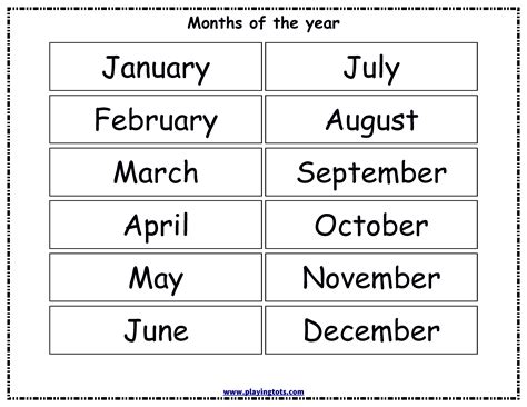 Months Of The Year Printables Free - Free Printable