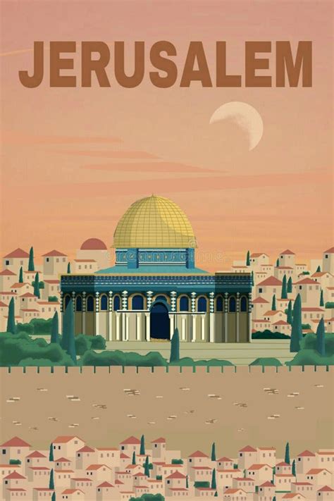 Jerusalem poster stock illustration. Illustration of alquds - 118279488